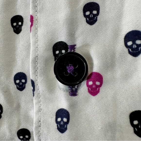 Maceoo Shirt Med White Italian Cotton Short Sleeve Galileo Skull Maczoo Purple - Picture 2 of 12